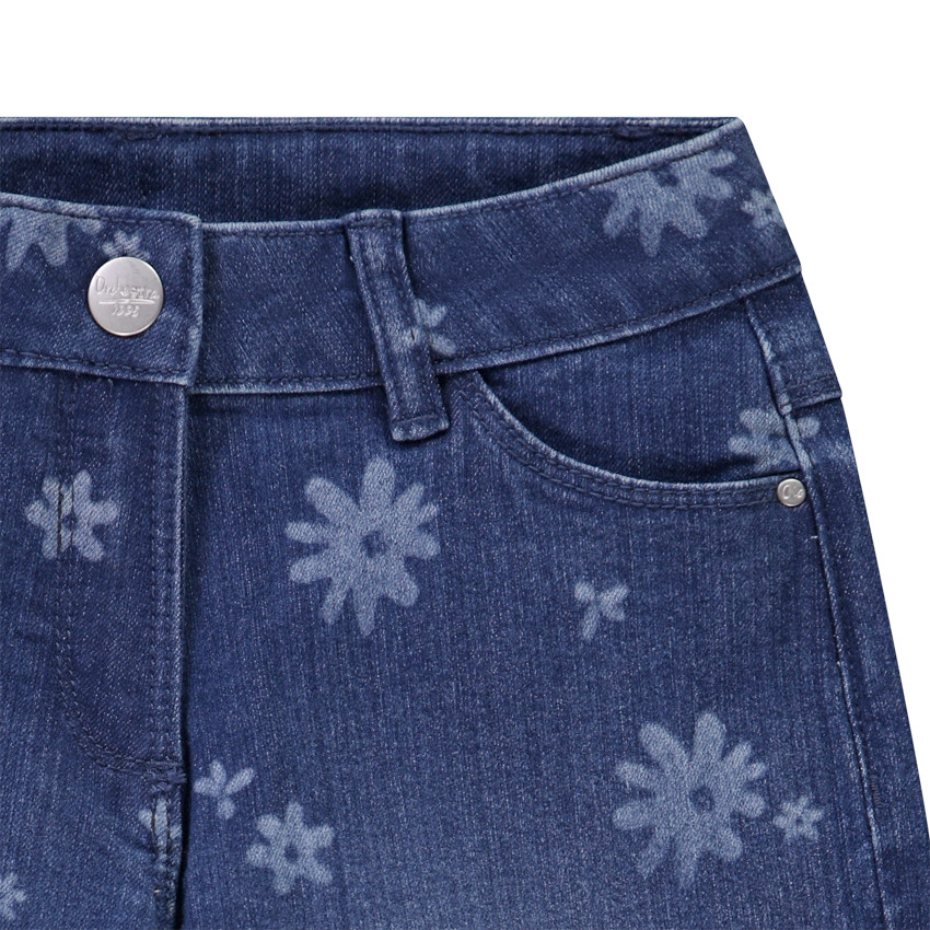 Jean flare en denim imprimé fleurs pour fille 