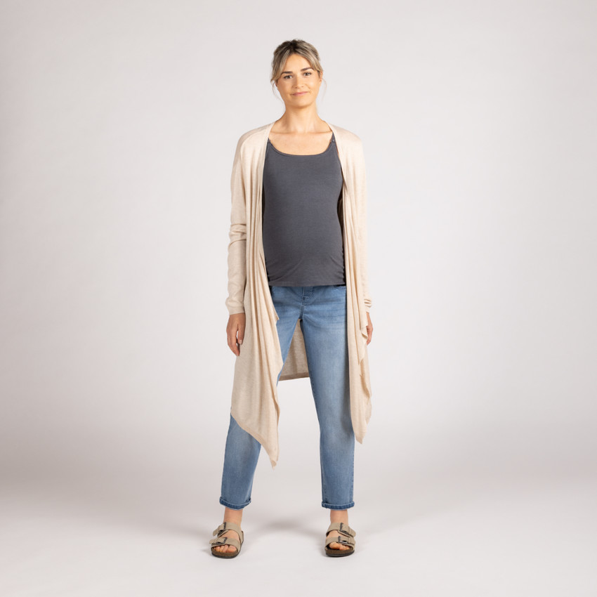 Gilet long à manches chauve-souris pour femme 