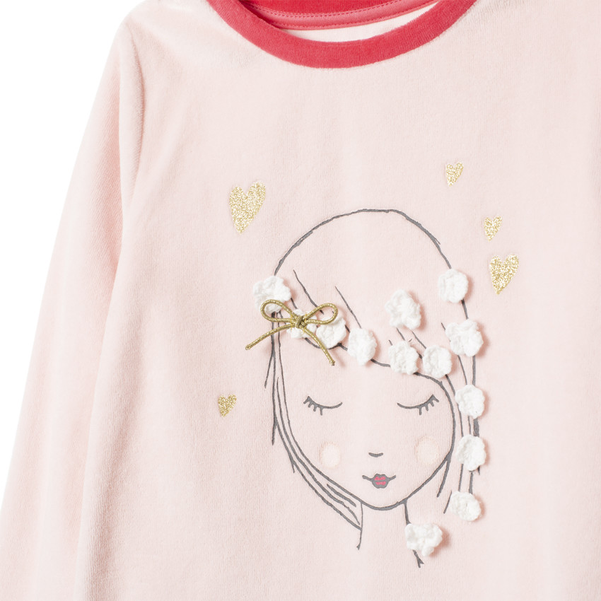 Pyjama en velours print fantaisie pour enfant fille 