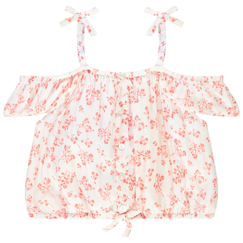 Top court à bretelles à fleurs pour fille 