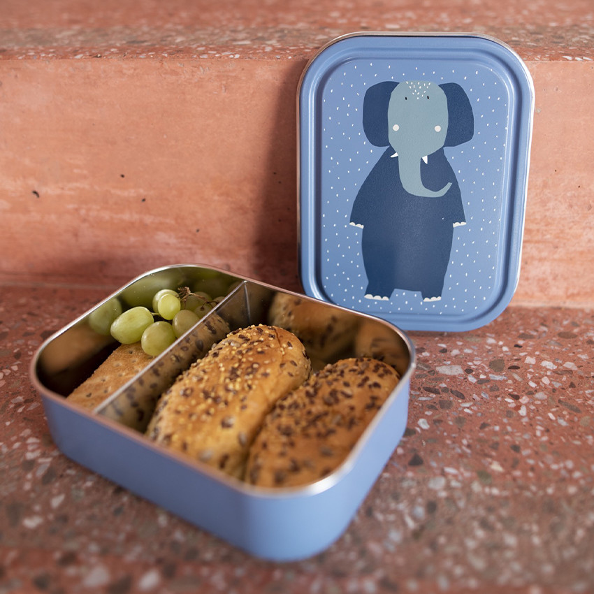Lunchbox compartimentée en inox Mrs. Elephant bleu 