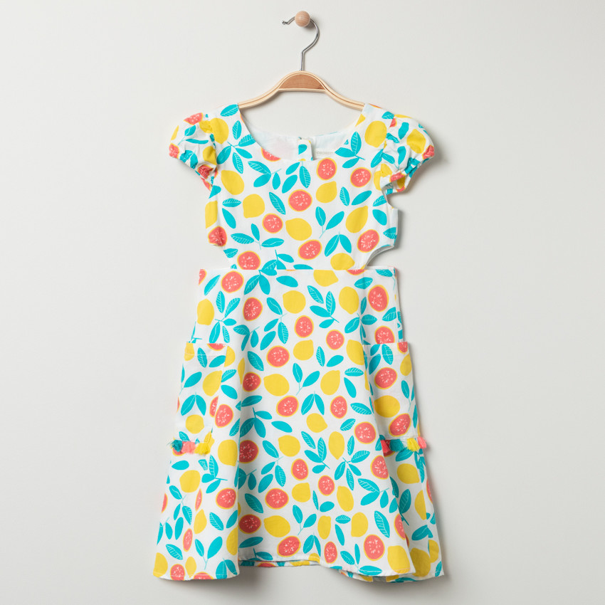 Robe à manches courtes imprimée fruits all-over 