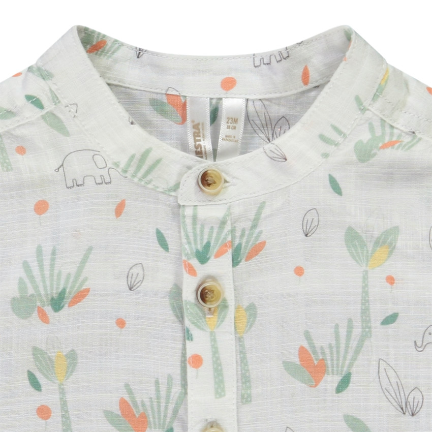 Chemise manches courtes col mao imprimé jungle pour bébé garçon 