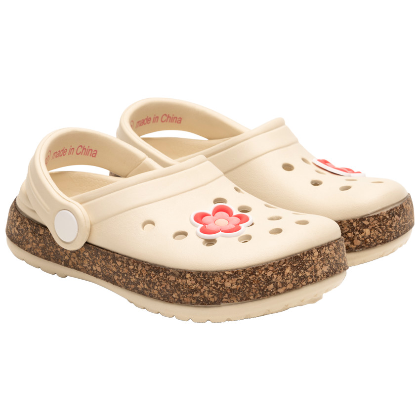 Sabots avec badge fleur et lanière pour bébé fille 