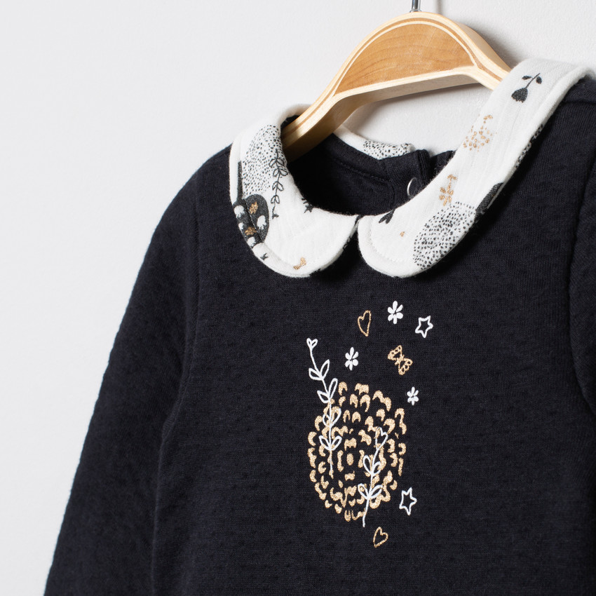 Robe manches longues effet 2 en 1 à motif floral et paillettes 