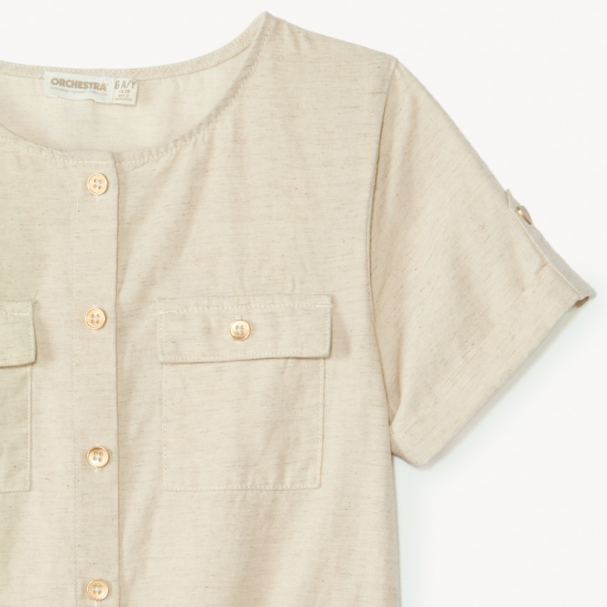 Combinaison courte en toile unie pour fille 