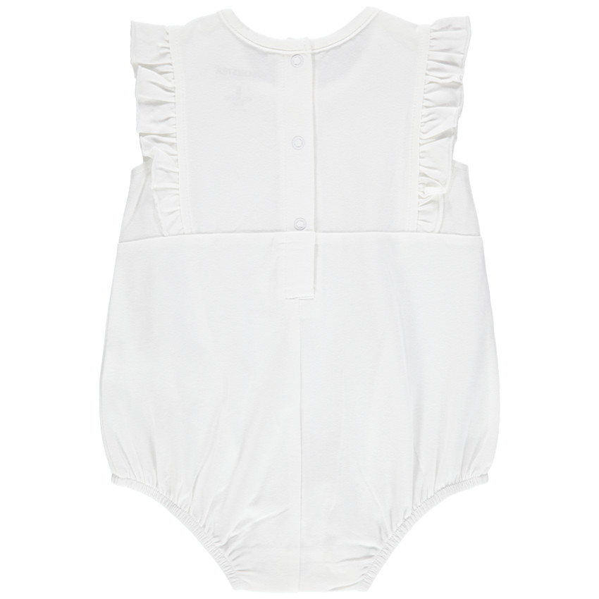 Combinaison courte volantée en coton bio avec cygne printé 