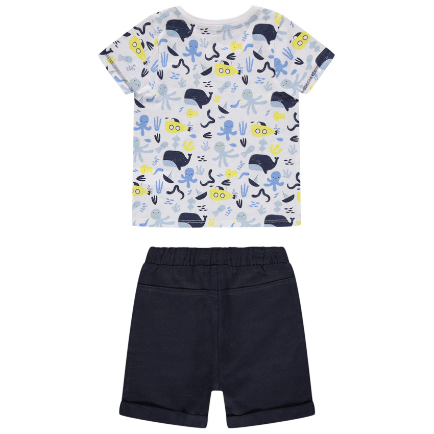 Ensemble en coton bio avec t-shirt imprimé et short pour bébé garçon 