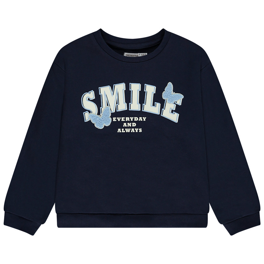 Sweat molleton patchs papillons en bouclettes pour fille 