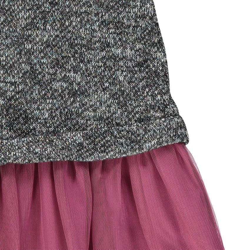 Robe en molleton et tulle effet 2 en 1 avec broderies  