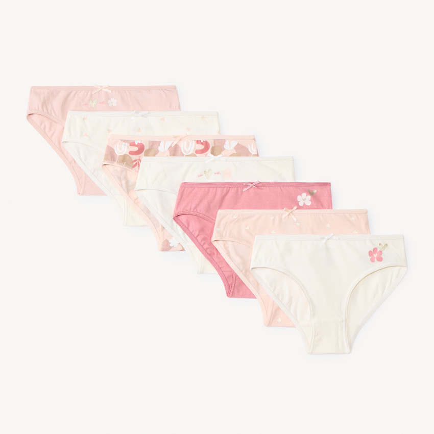Lot de 7 culottes motifs cœurs/fleurs pour fille 