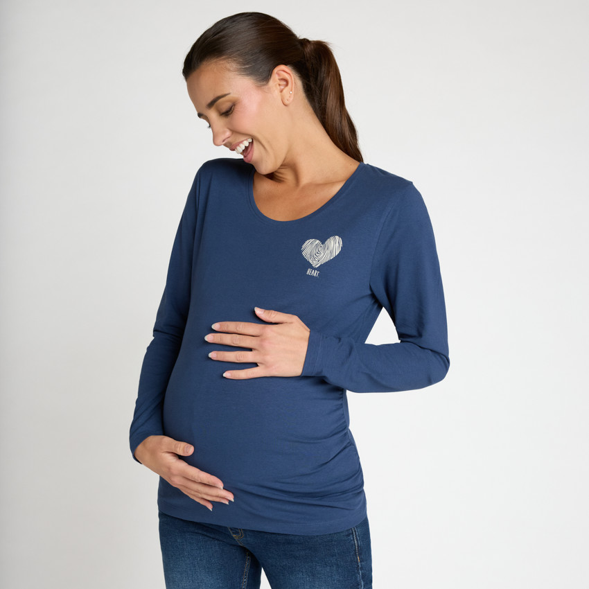 T-shirt manches longues de grossesse print cœur