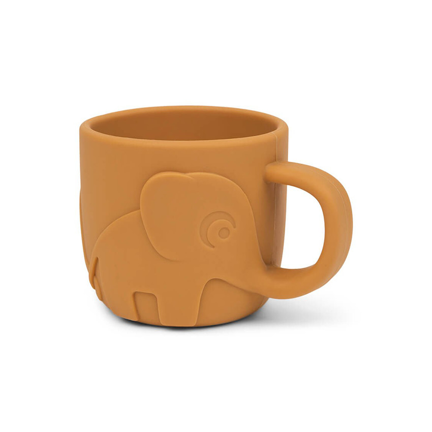 Tasse à anse en silicone Peekaboo Elphée moutarde 