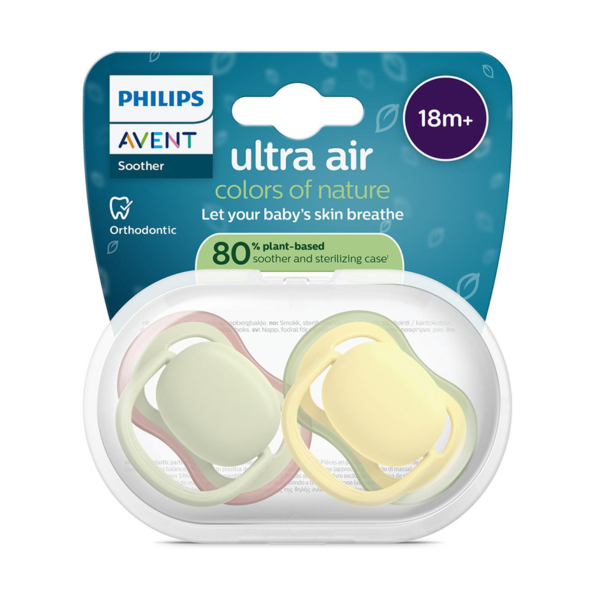 Lot de 2 sucettes silicone 18M+ Ultra Air unies 