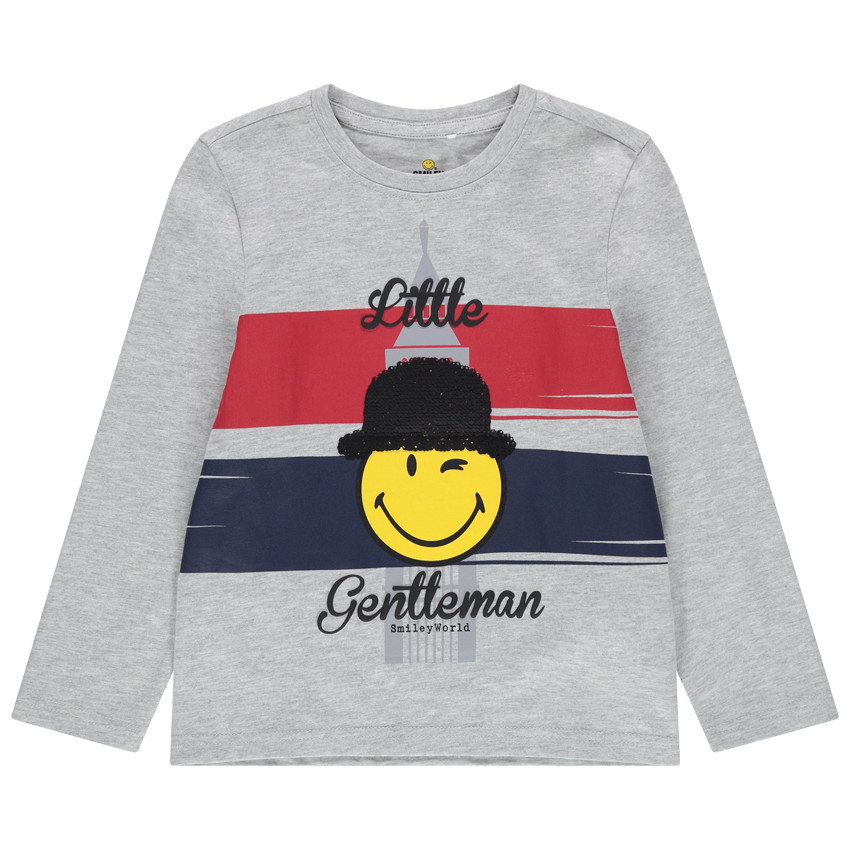 T-shirt manches longues avec Smiley en sequins magiques 