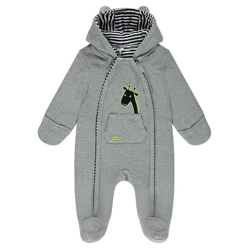 Combi-pilote en ottoman avec girafe brodée et oreilles cousues 