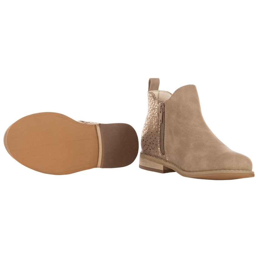 Bottes basses bi-matière camel à effet brillant pour enfant fille 