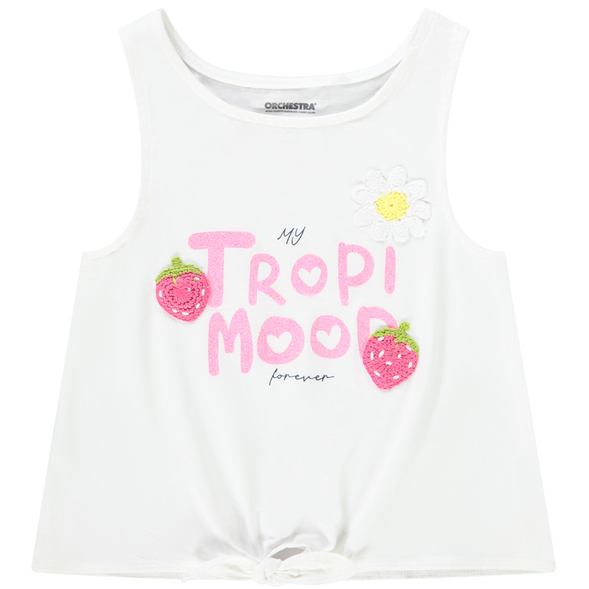 Débardeur en jersey avec détails en crochet pour fille