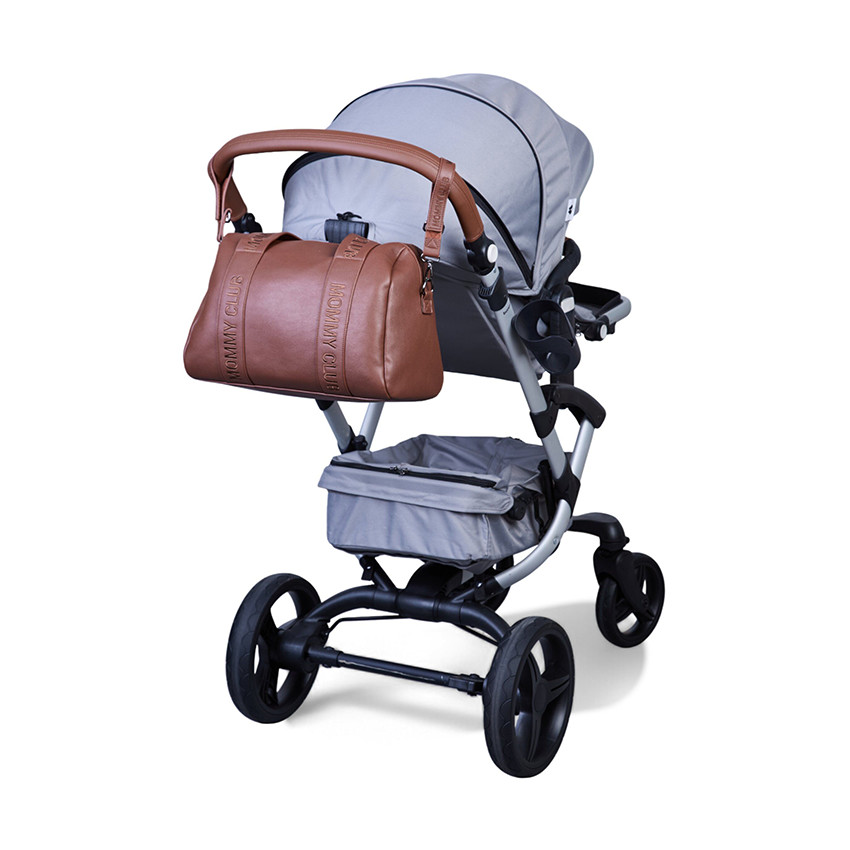 Sac à langer Mommy Club Signature en cuir vegan + tapis dark brown 