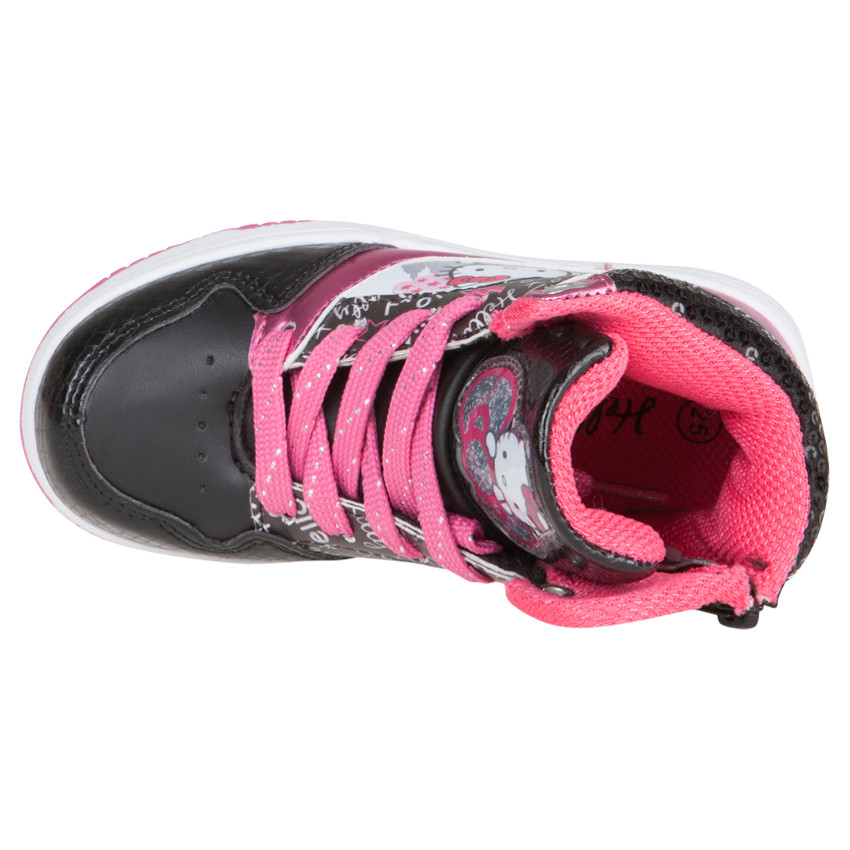 Baskets montantes Hello Kitty à lacets et zip avec patch et sequins 