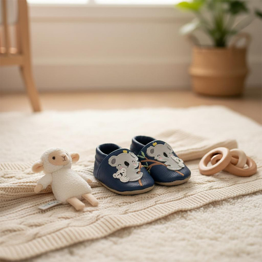 Chaussons bébé en cuir 18-24M Lucas le koala bleu 