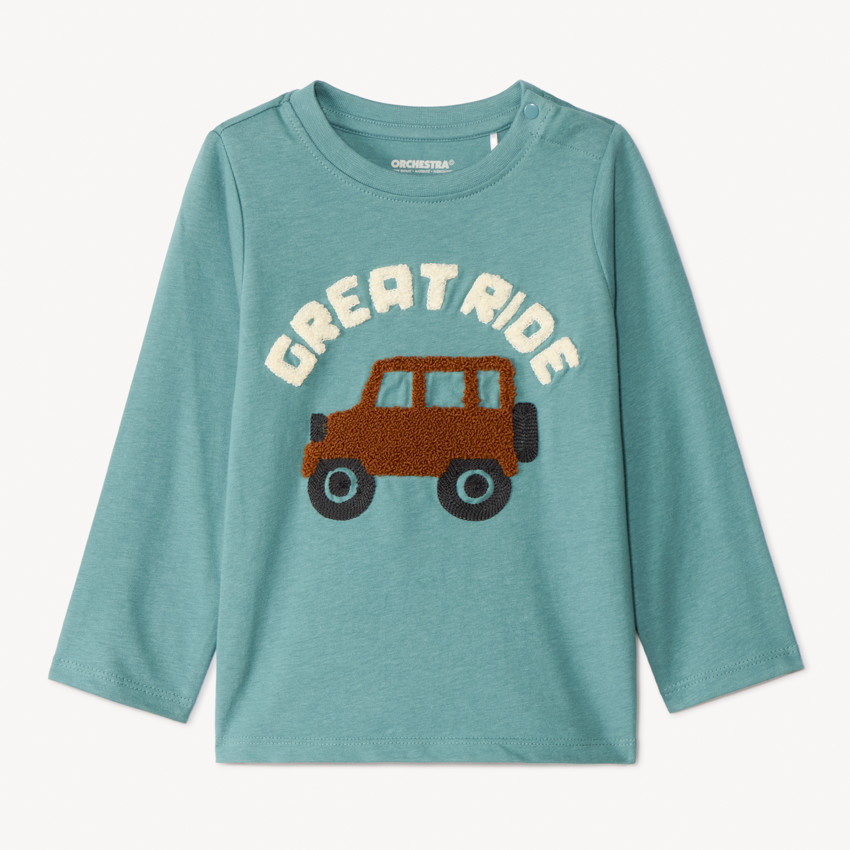 T-shirt manches longues à broderie effet bouclette pour bébé garçon 