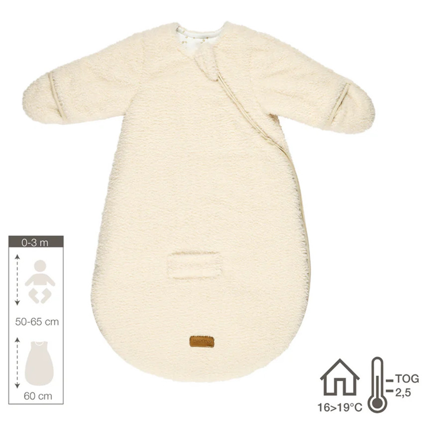 Gigoteuse manches amovibles avec moufles - Teddy - Ecru - 60cm 