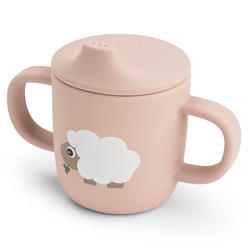 Tasse d'apprentissage en silicone Tiny farm Rose