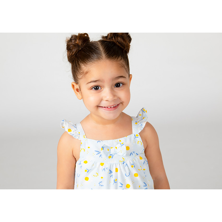 Robe à bretelles volantées imprimé marguerites pour bébé fille 
