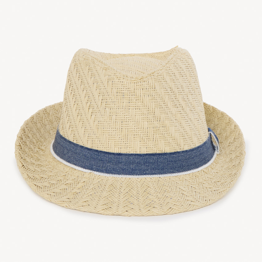 Chapeau trilby en paille avec galon pour bébé garçon 