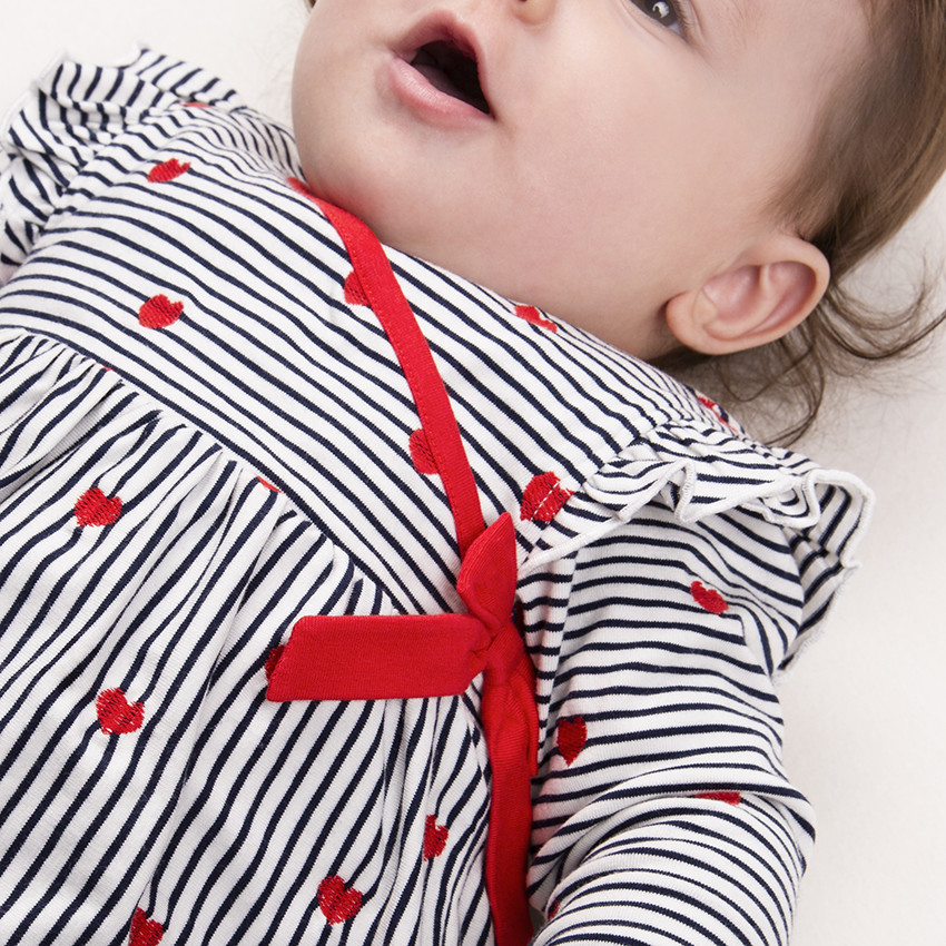 Ensemble bi-matière legging et tunique imprimé coeurs 