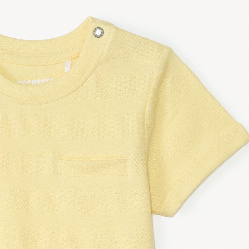 T-shirt manches courtes uni en jersey effet pop-corn pour bébé garçon 