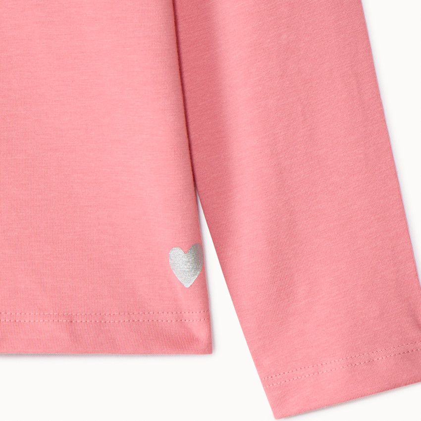 Lot de 3 t-shirts manches longues foil print cœur pour fille 