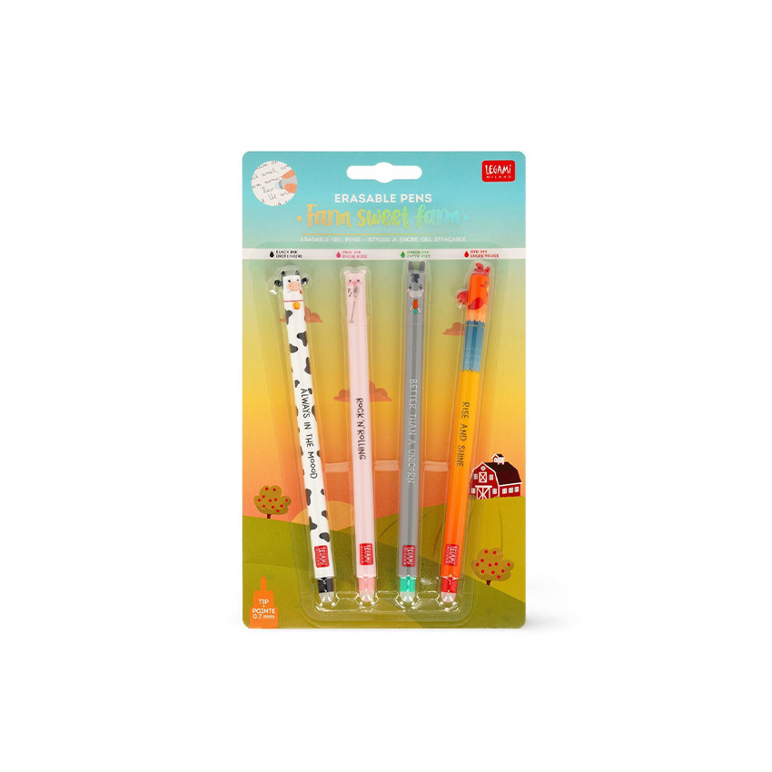 Pack de 4 stylos encre gel effaçable 