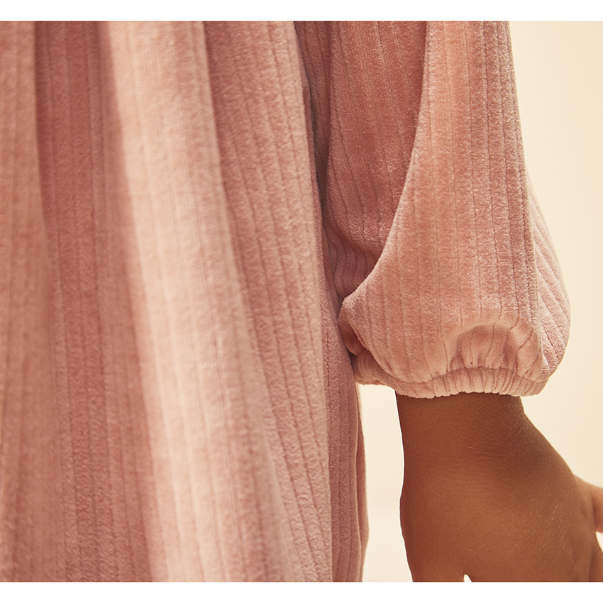 Robe chemise en velours côtelé uni pour bébé fille 
