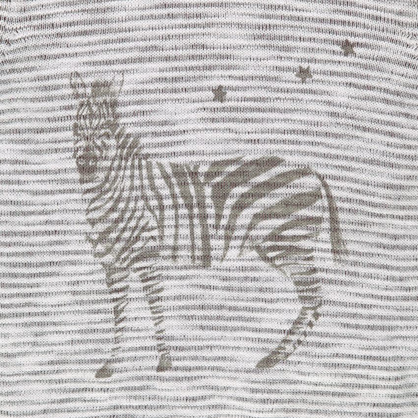 Gilet en tricot rayé avec zèbre printé au dos 