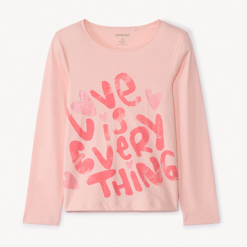 T-shirt manches longues fantaisie pailletée pour fille