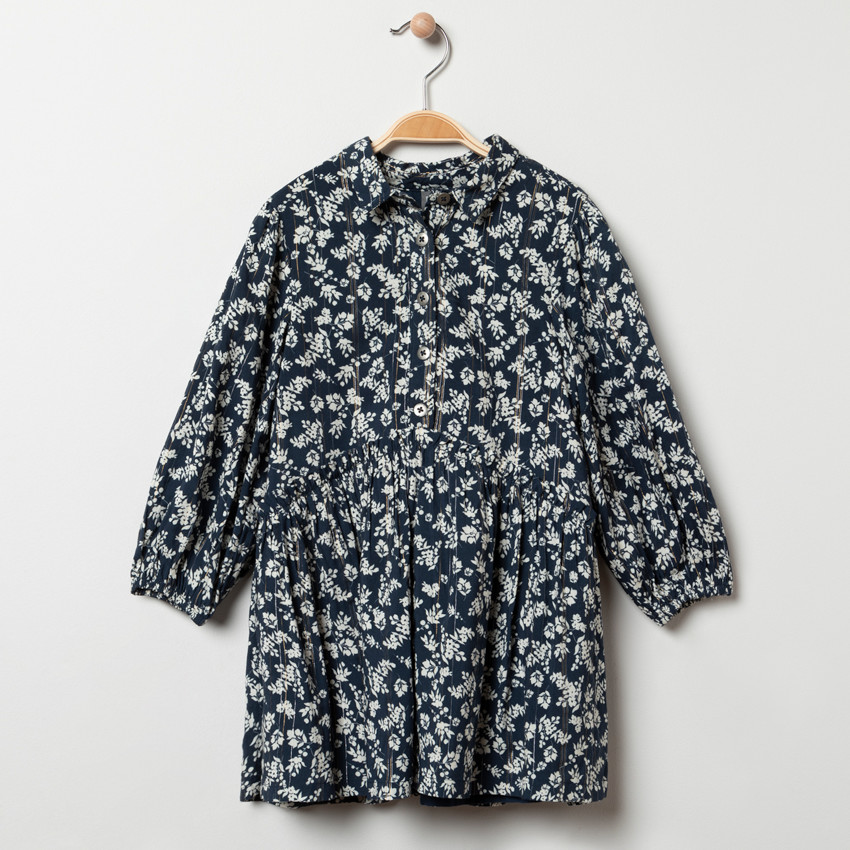 Robe manches longues à imprimé floral coupe ample pour enfant fille Main Robe manches longues à imprimé floral coupe ample pour enfant fille