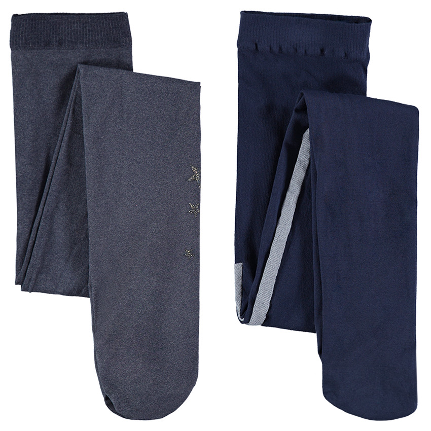 Lot de 2 collants fins avec étoiles pailletées et bandes contrastées 