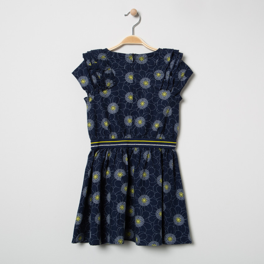 Robe manches courtes volantées imprimée fleurs all-over 