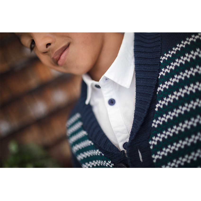 Junior - Gilet en tricot fantaisie col châle 
