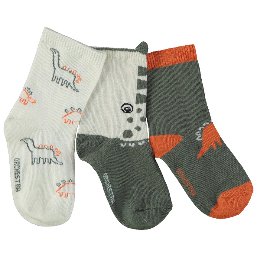 Lot de 3 paires de chaussettes dinosaures pour bébé garçon 