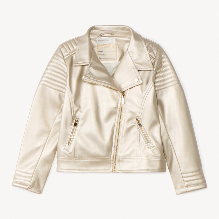 Perfecto esprit biker en simili cuir effet métallisé pour fille 