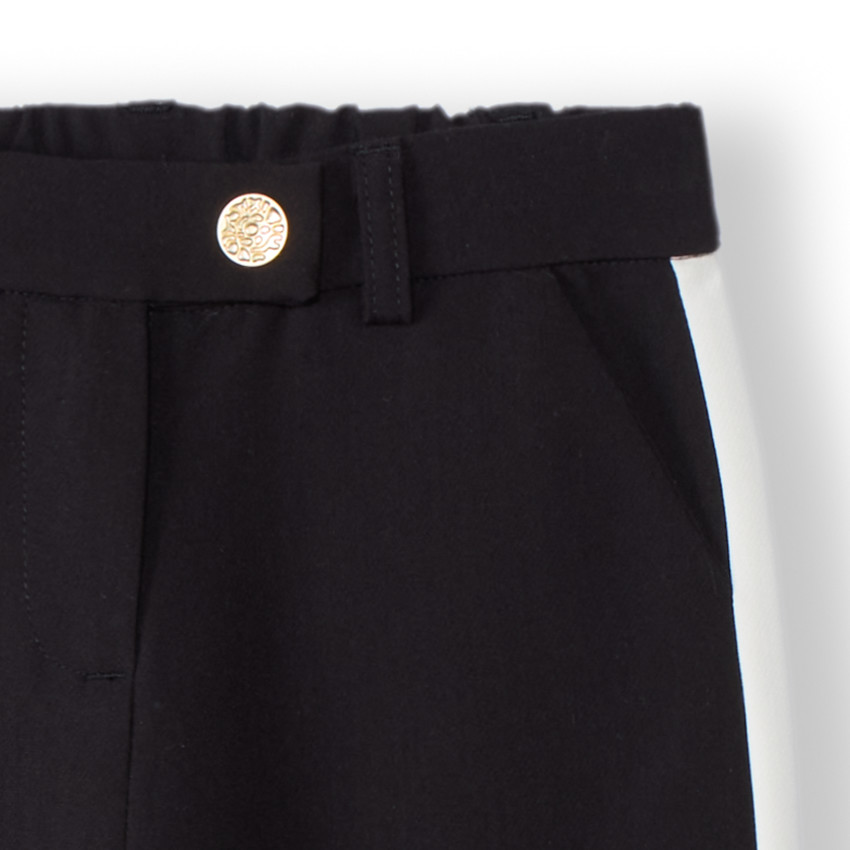 Pantalon droit uni à bandes latérales pour fille 