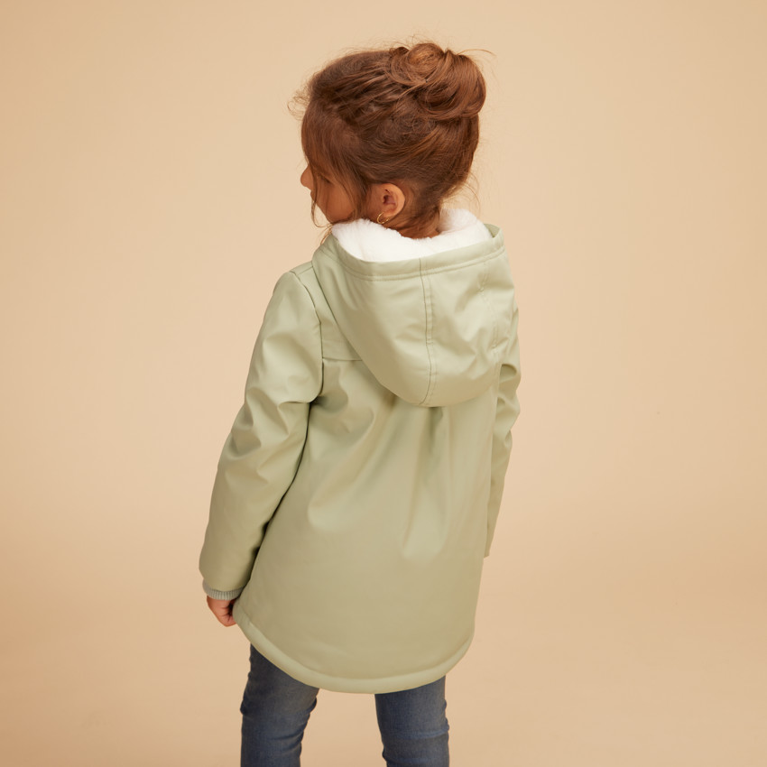 Parka gomme déperlante doublure sherpa pour fille 