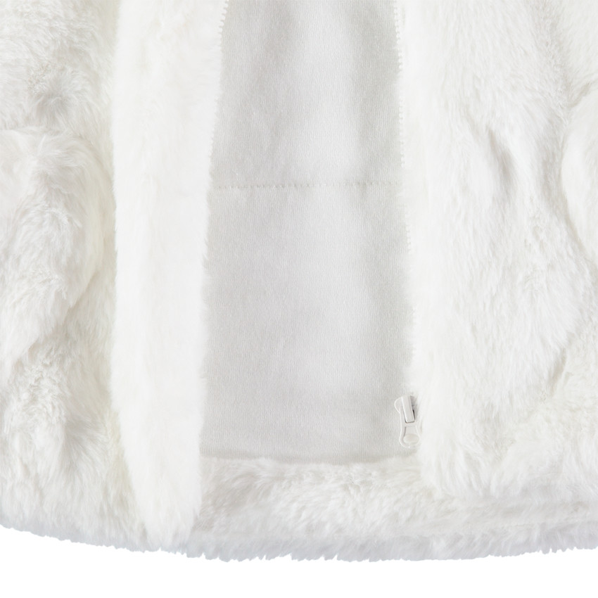 Veste en sherpa forme cape avec capuche à oreilles en relief 