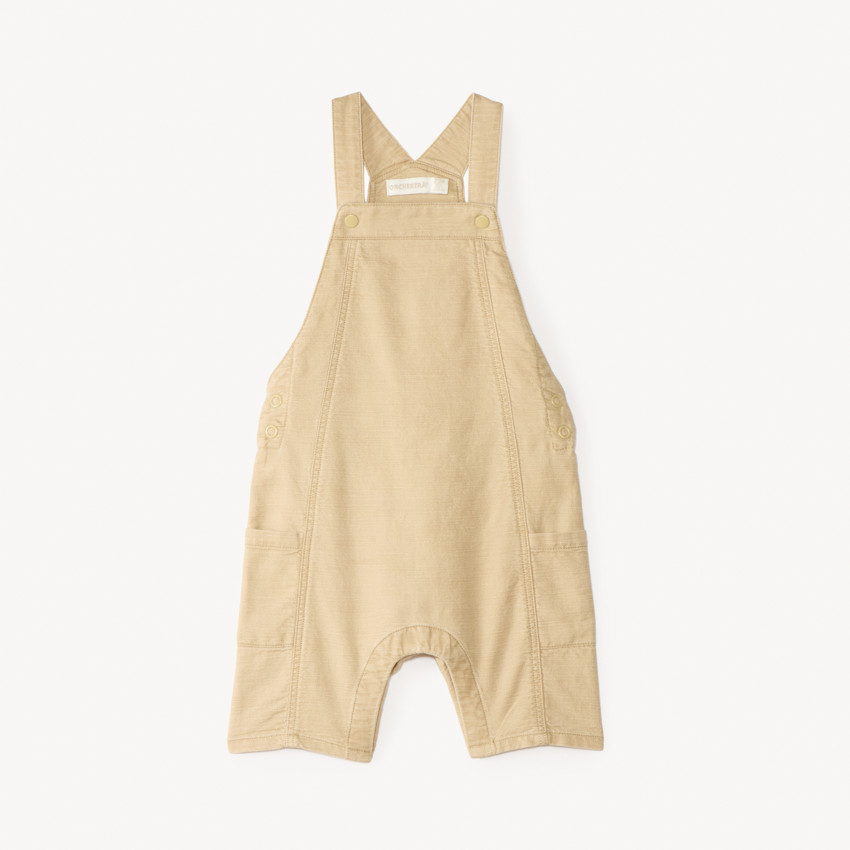 Salopette courte en toile uni pour bébé garçon