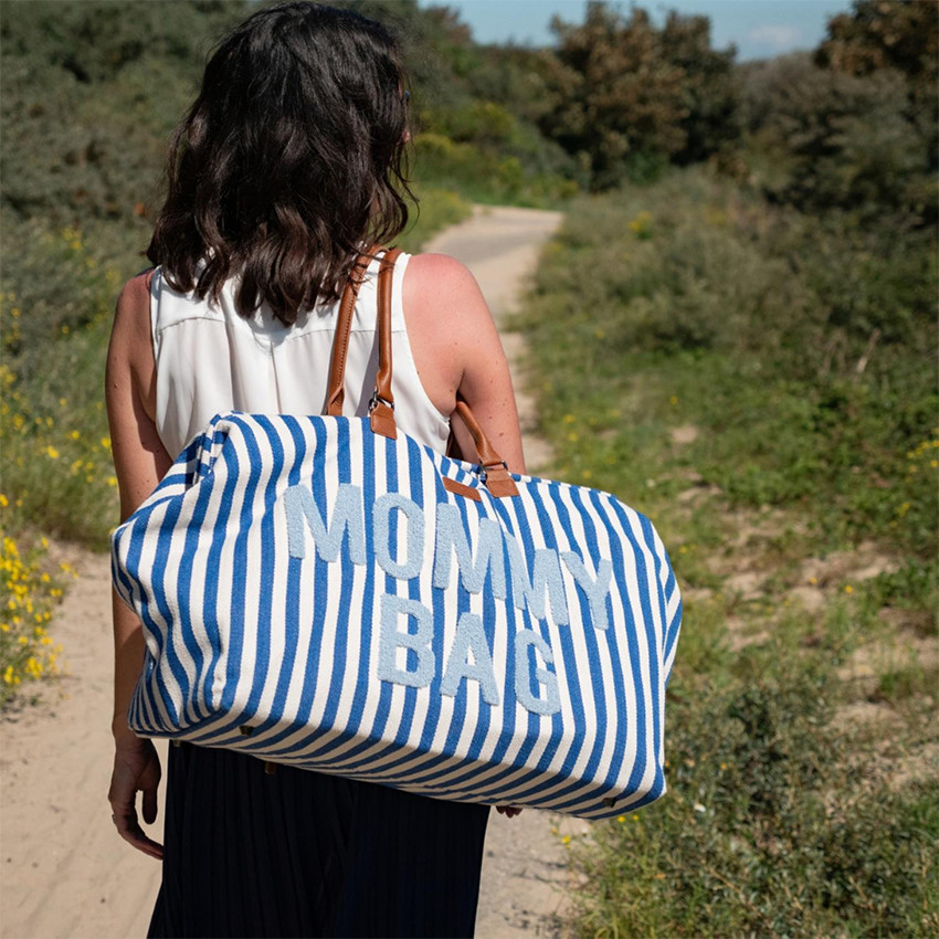 Sac à langer Mommy Bag Rayures Bleu Electrique  