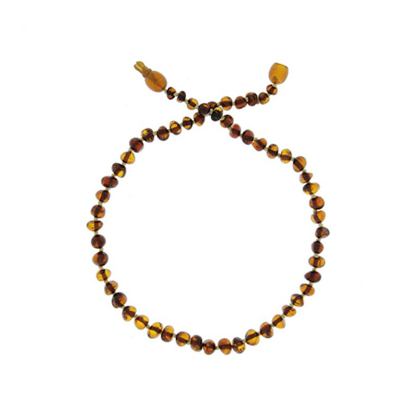 Collier d'ambre pour bébé à clip cognac 