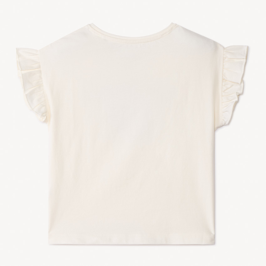 T-shirt manches courtes volantées patch cœur pour fille 